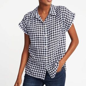 Linen blend gingham top Old Navy. Medium